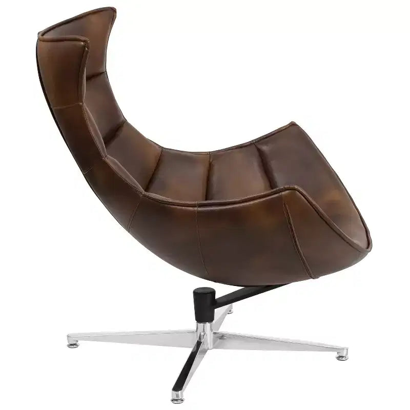 Fauteuil d'appoint pivotant profilé avec piètement en métal croisé