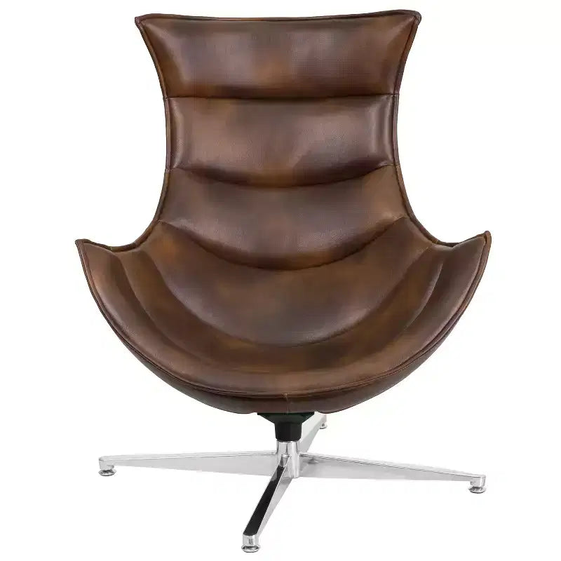 Fauteuil d'appoint pivotant profilé avec piètement en métal croisé