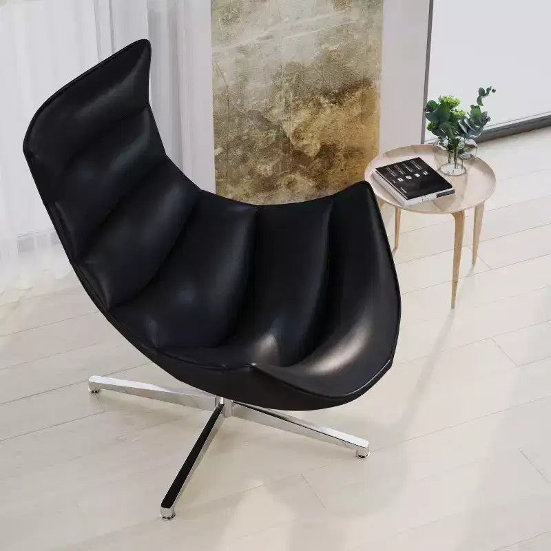 Fauteuil d'appoint pivotant profilé avec piètement en métal croisé