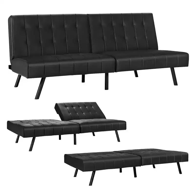 Canapé-lit futon en cuir PU, convertible, pliable, couchage, coloris blanc/noir/gris