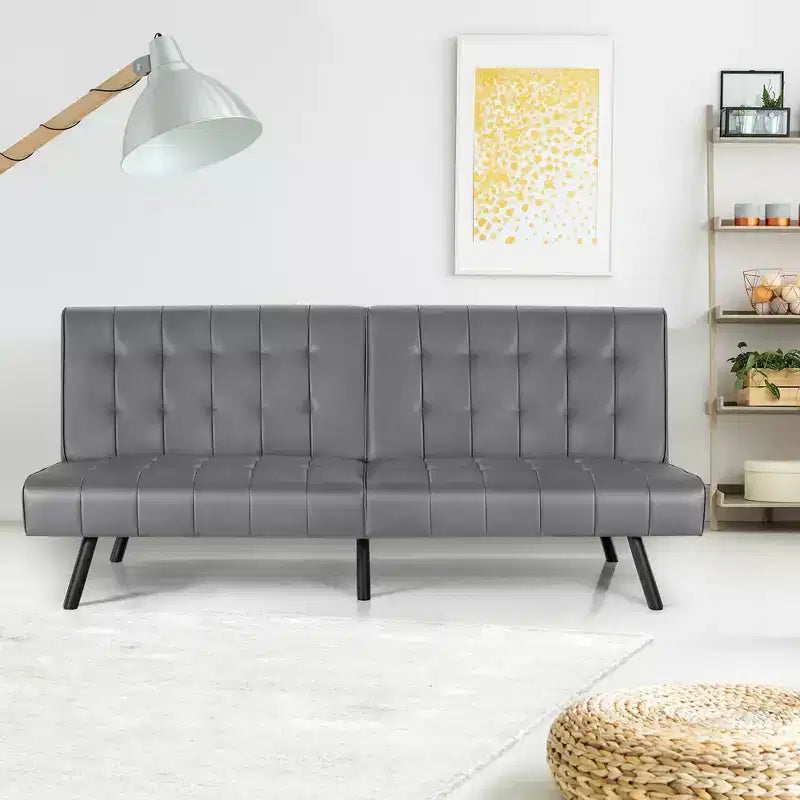 Canapé-lit futon en cuir PU, convertible, pliable, couchage, coloris blanc/noir/gris