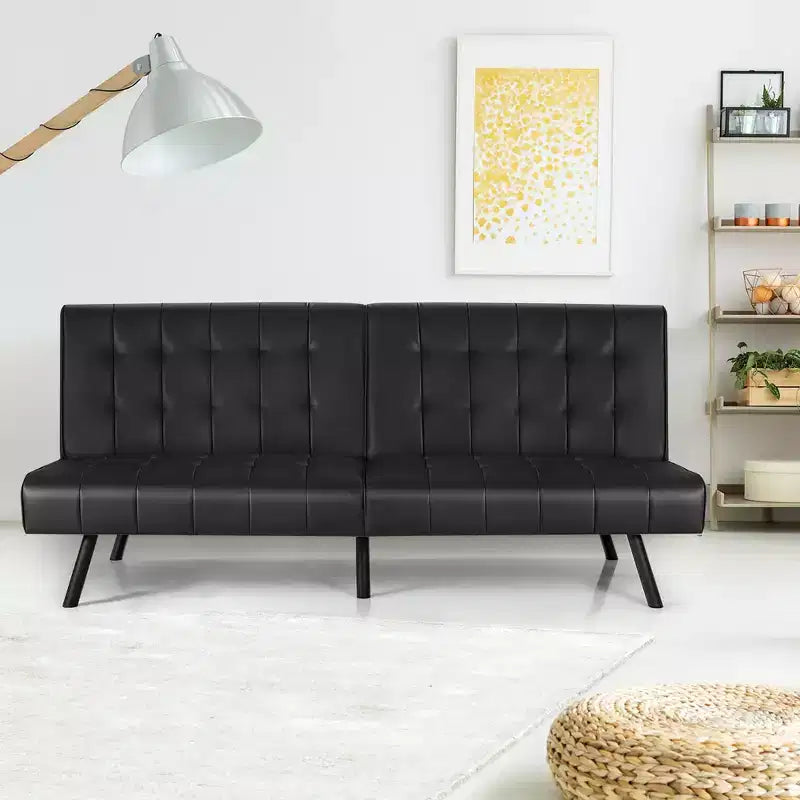 Canapé-lit futon en cuir PU, convertible, pliable, couchage, coloris blanc/noir/gris