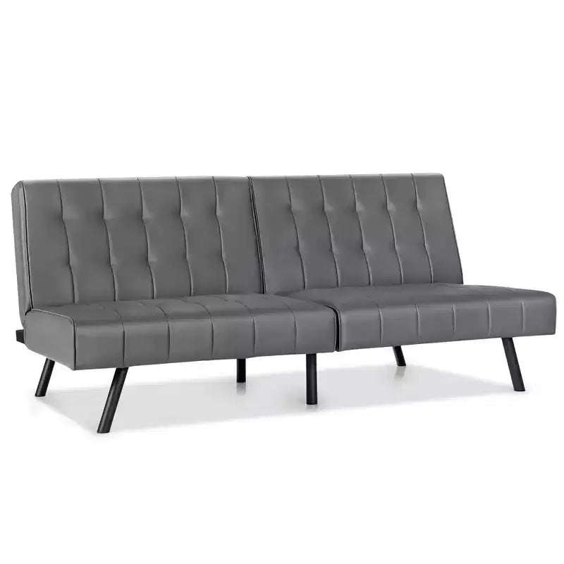 Canapé-lit futon en cuir PU, convertible, pliable, couchage, coloris blanc/noir/gris