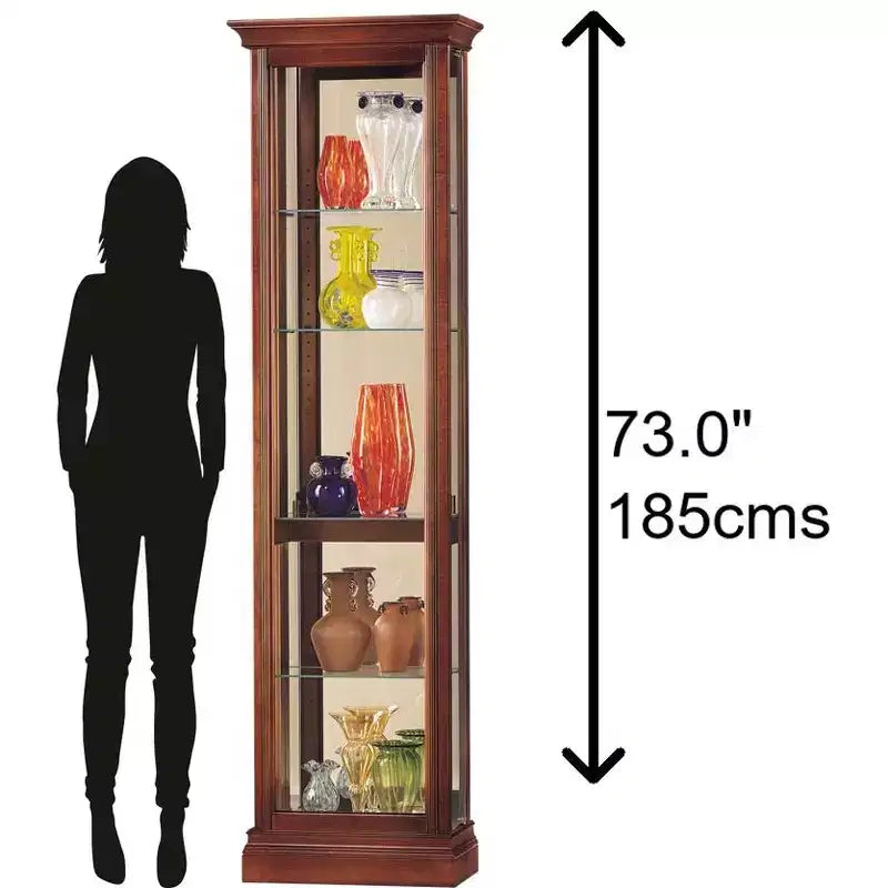 Vitrine avec portes vitrées, éclairage intérieur et 4 étagères réglables