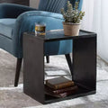 Table d'appoint industrielle antique en nickel 50,8x30,5 cm avec rangement - Noir