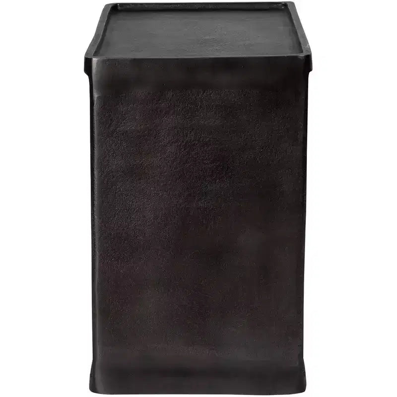Table d'appoint industrielle antique en nickel 50,8x30,5 cm avec rangement - Noir