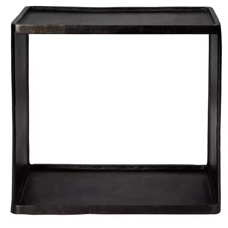 Table d'appoint industrielle antique en nickel 50,8x30,5 cm avec rangement - Noir