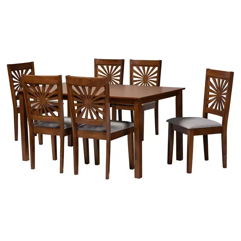 Ensemble de salle à manger moderne Baxton Studio Olympia en tissu et bois