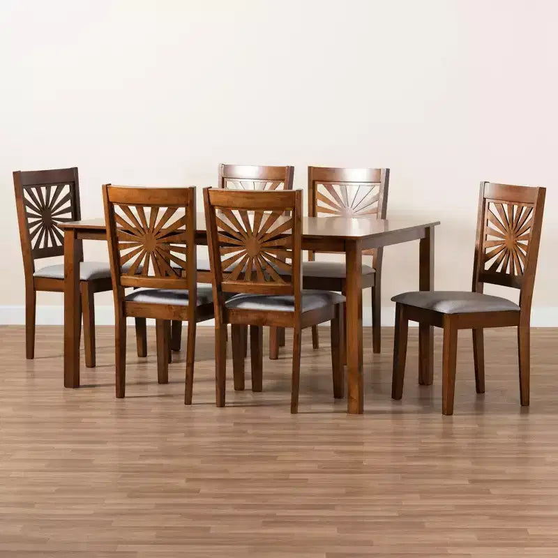 Ensemble de salle à manger moderne Baxton Studio Olympia en tissu et bois