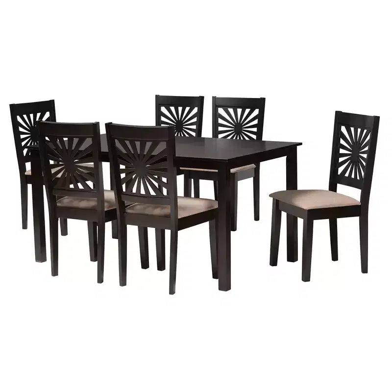 Ensemble de salle à manger moderne Baxton Studio Olympia en tissu et bois