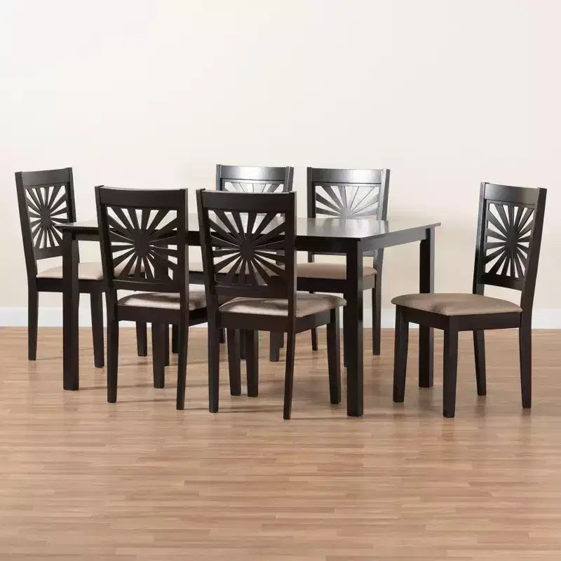 Ensemble de salle à manger moderne Baxton Studio Olympia en tissu et bois