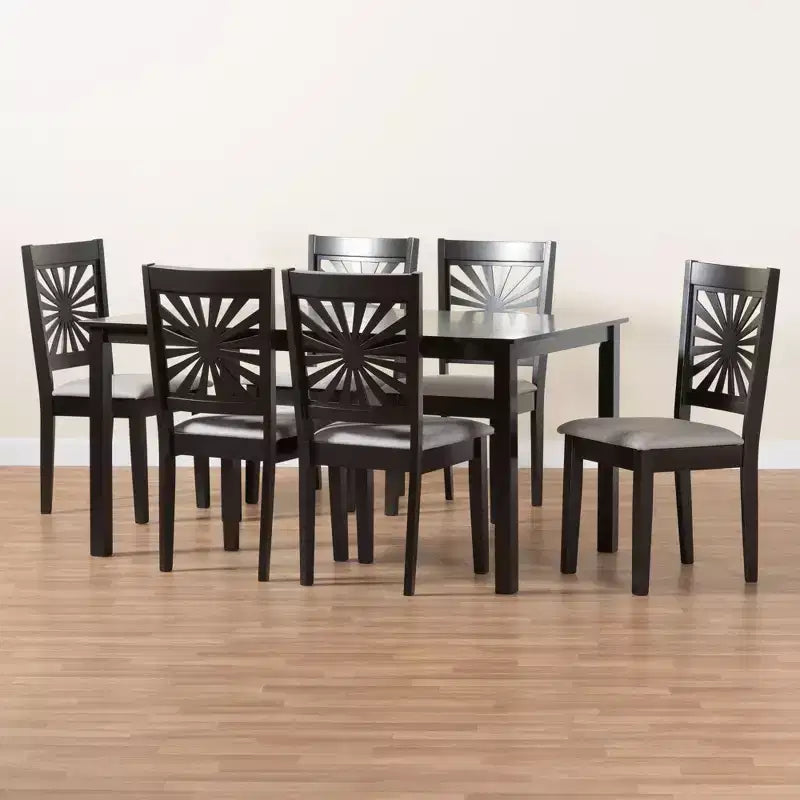 Ensemble de salle à manger moderne Baxton Studio Olympia en tissu et bois